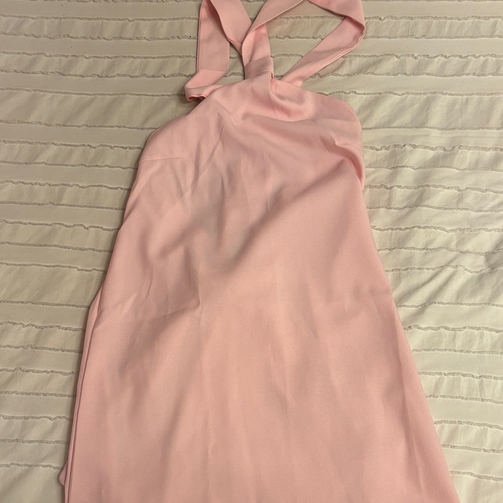 Pink Halter Midi Dress